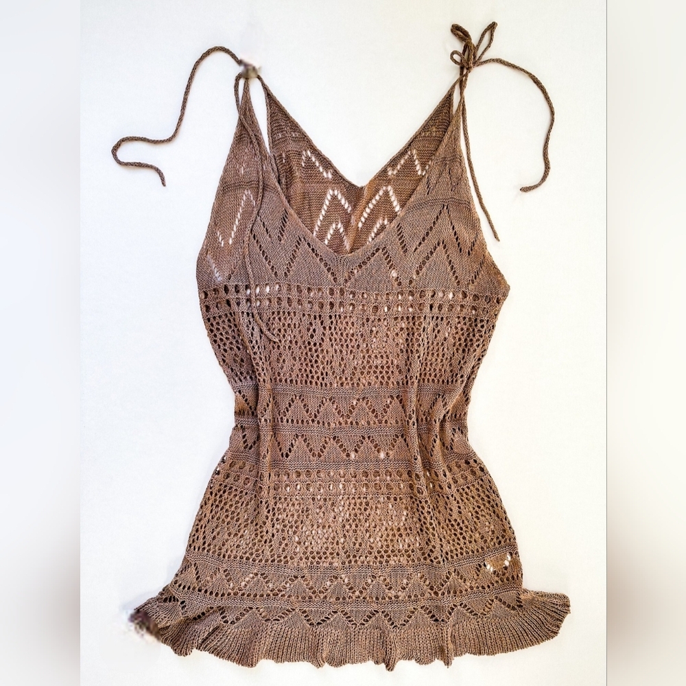Elegant Brown Knit Swim Coverup - Picture 10 of 10